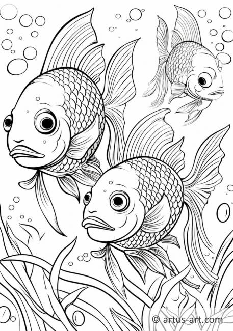 Página para colorear de peces dorados para niños